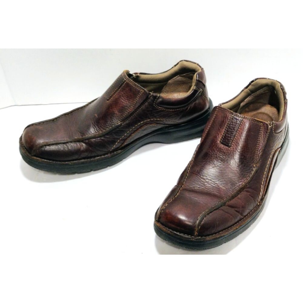 Clarks Mens Brown Leather Loafers Slip On Shoes Size 9.5M